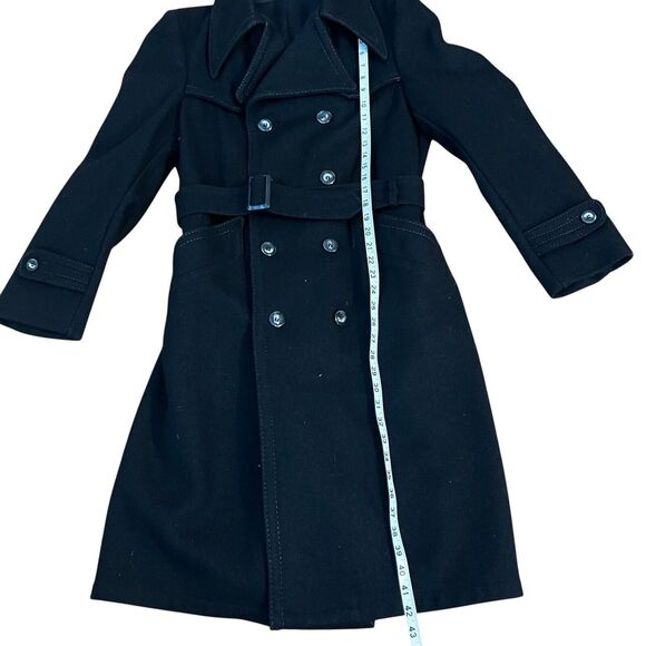 Vintage Esprit by campus Unisex black wool trench coat Lined made USA Small/38 - Picture 6 of 12